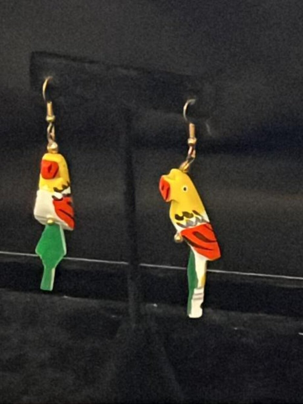 Yellow, Orange and Green Parrots Earrings
